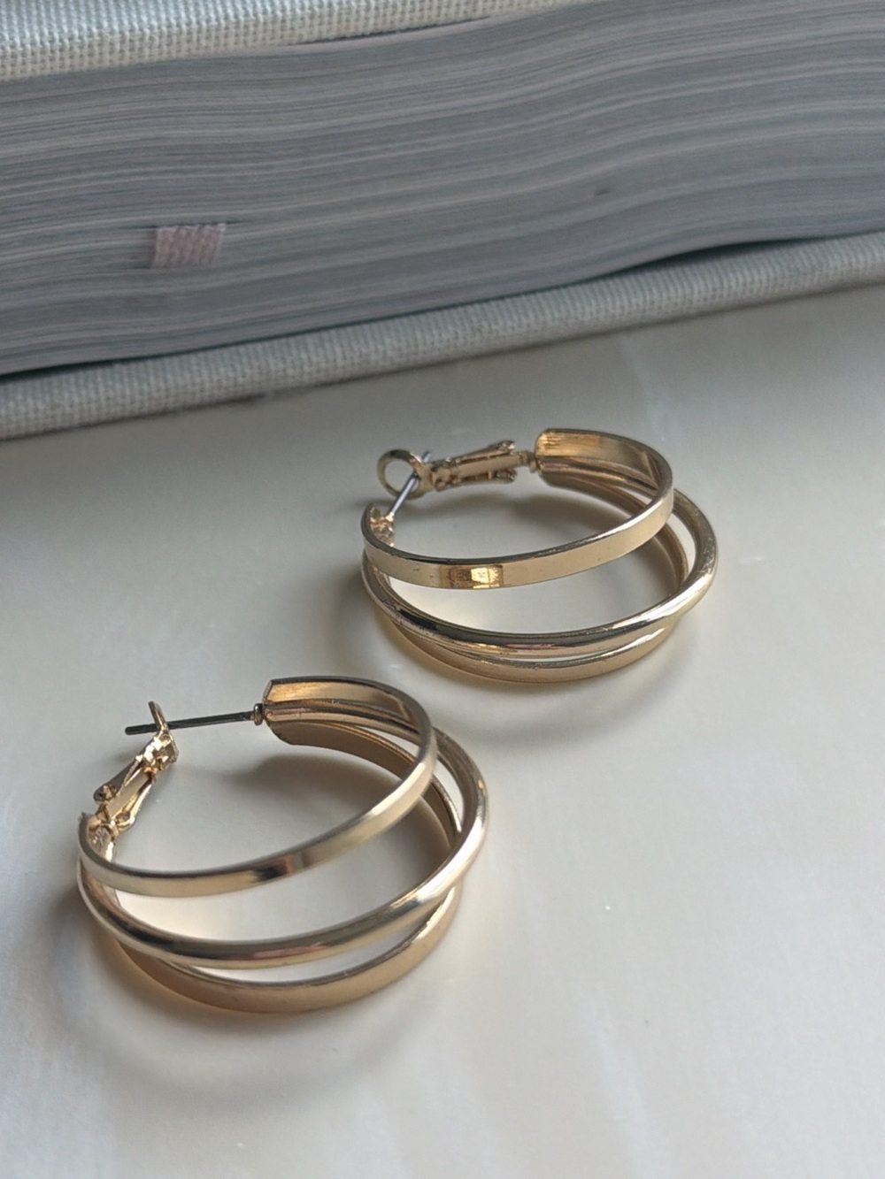 Aldo Gold Triple-Band Hoop Earrings - Gold Tone